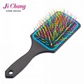 Square colorful massage paddle hair brush