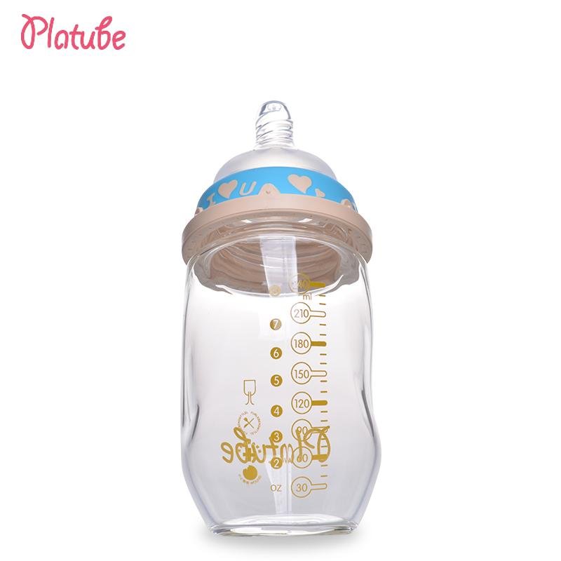 厂家直销 婴儿宽口径玻璃奶瓶防摔防胀气  4