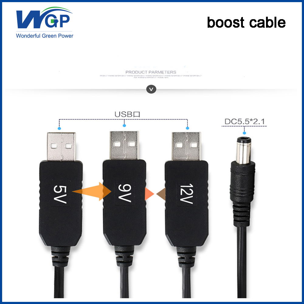 WGP computer dc cable 5V 2A step up 9V 12V micro usb charger cable 4