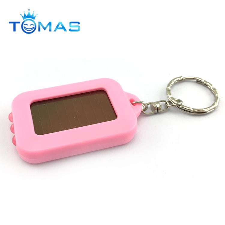 Personalized Plastic Solar Keychain LED Flashlight Keychain with Custom Logo