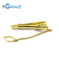 Gold plated copper mens tie clips with chain best gift for men 3