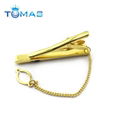 Gold plated copper mens tie clips with chain best gift for men 4