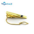 Gold plated copper mens tie clips with chain best gift for men 1