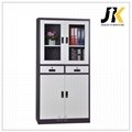 Cheap two upper glass doors metal storage cabinets with two drawers for sale