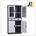 Cheap two upper glass doors metal storage cabinets with two drawers for sale 5