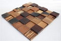 China manufacture mixed rustic wood mosaic tile barroom wall decoration 3