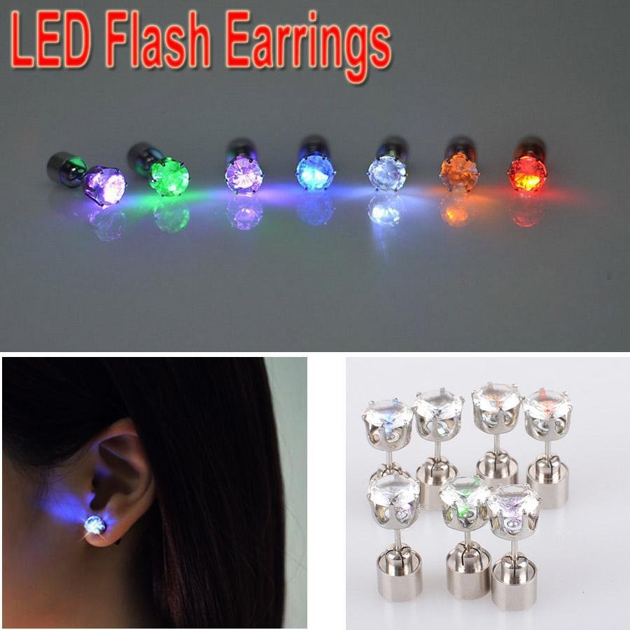 Stainless Steel Blink Studs Ear Stud Rings Shine Fashion Flash Style LED Earring 2
