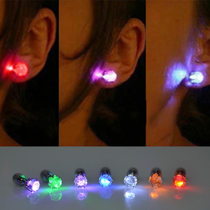 Stainless Steel Blink Studs Ear Stud Rings Shine Fashion Flash Style LED Earring 3