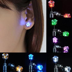 Stainless Steel Blink Studs Ear Stud Rings Shine Fashion Flash Style LED Earring