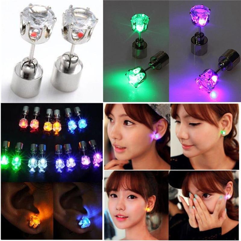 Stainless Steel Blink Studs Ear Stud Rings Shine Fashion Flash Style LED Earring 4