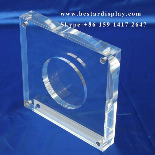 Custom design Plexiglass PMMA acrylic coin holder with magnets 3