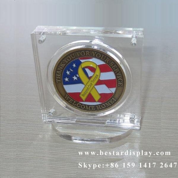 Custom design Plexiglass PMMA acrylic coin holder with magnets 5
