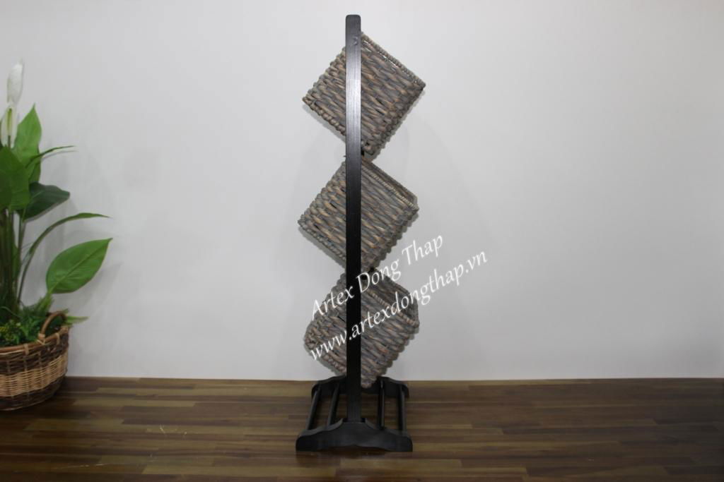 Magazine basket tower with wooden frame, for and home furniture-HG0203A-1BL02 2