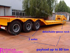 3 axle 50 tons lowboy trailer heavy equipment hauling low bed semi trailer