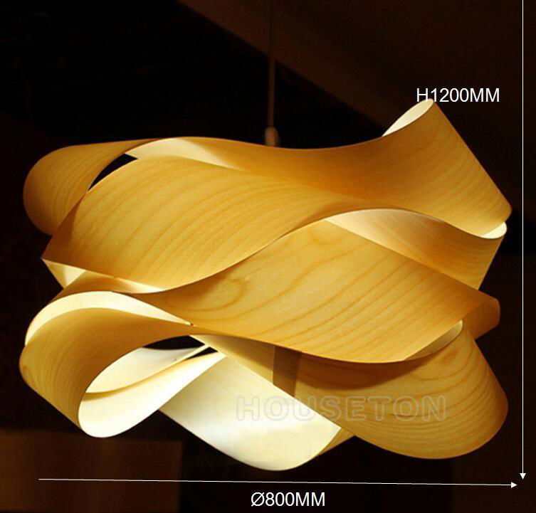 Hot design home decoration large luxury handmade wood pendant light 2