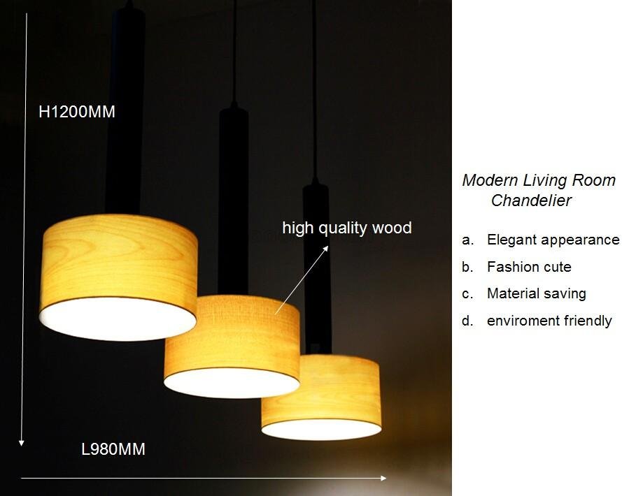 New style hotel decor indoor wooden chandelier pendant lamp fixtures 5