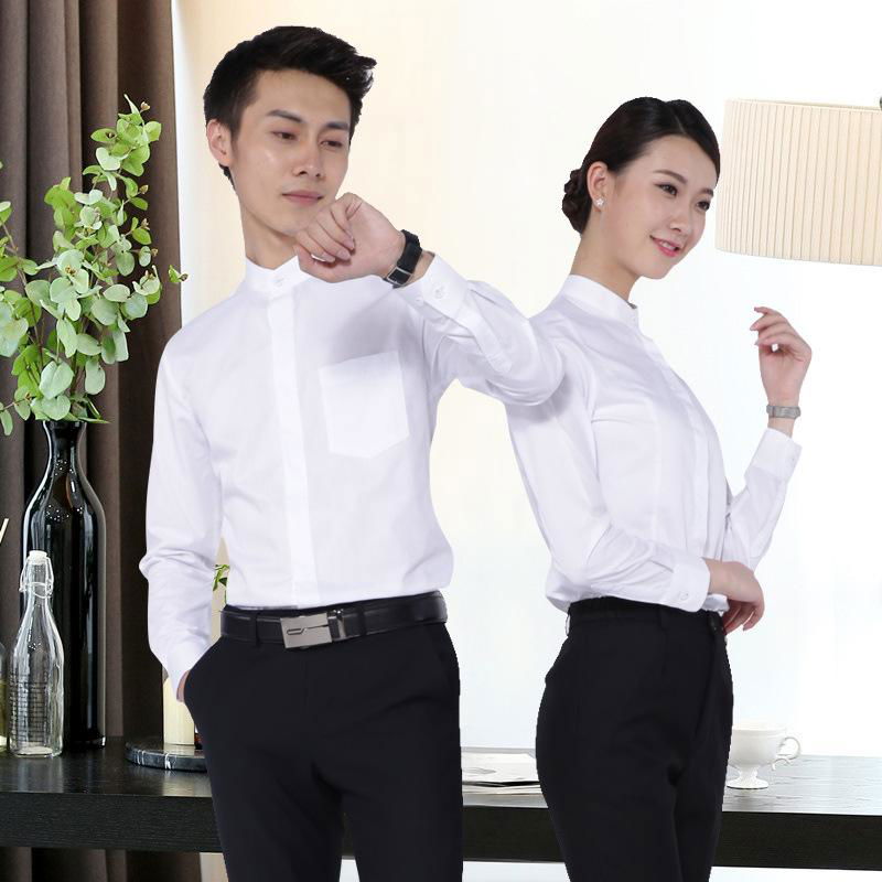 湖南工作服定做男女同款白衬衫春季新款加工定制