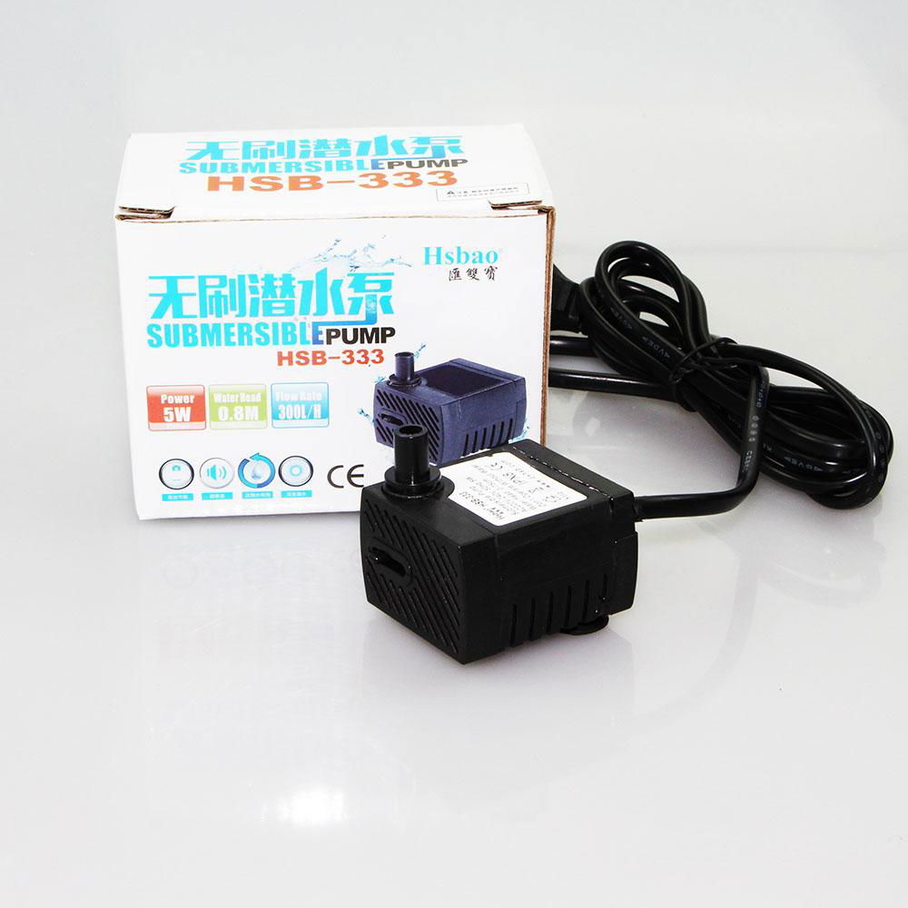 Hsbao 5W 300L/H Small Submersible Fountain Pump for pet drinking 2