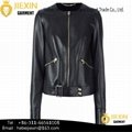 New Style Lady's True Leather Jacket with Zipper Fashion