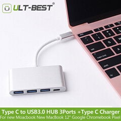 Type-C Type C to USB 3.0 HUB 3 Ports with USB-C Charging Port Adapter Hab for N