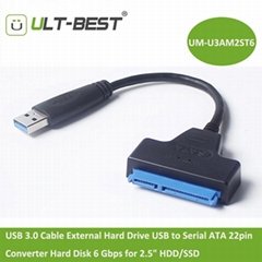 ULT-Best Adapter SATA III USB 3.0 Cable External Hard Drive USB to Serial ATA 22