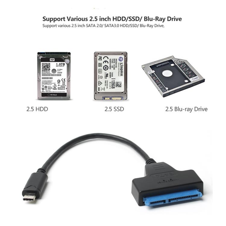 USB 3.1 Type C USB C to SATA 22Pin Hard Drive Converter for 2.5 inch HDD SSD  5