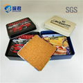 wholesale square tinplate cork beer coaster set with tin box