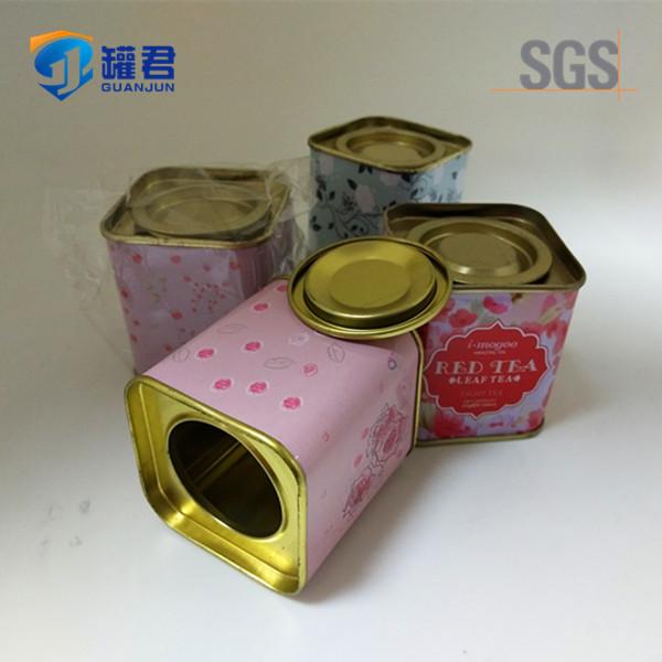 food grade new style square flower tea tin can 5