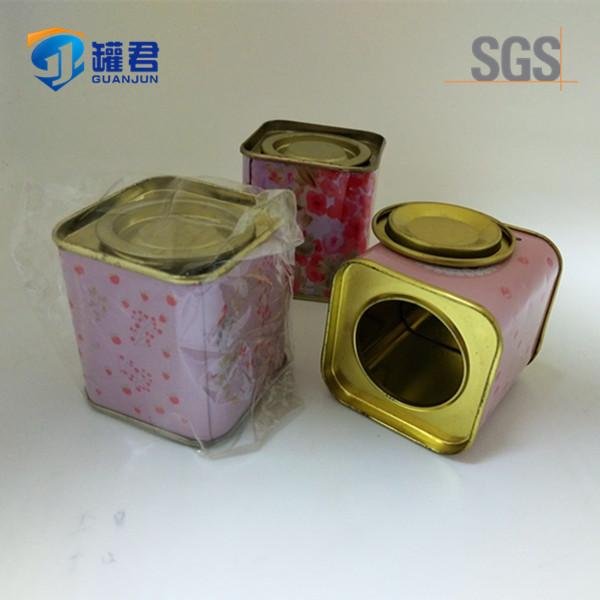 food grade new style square flower tea tin can