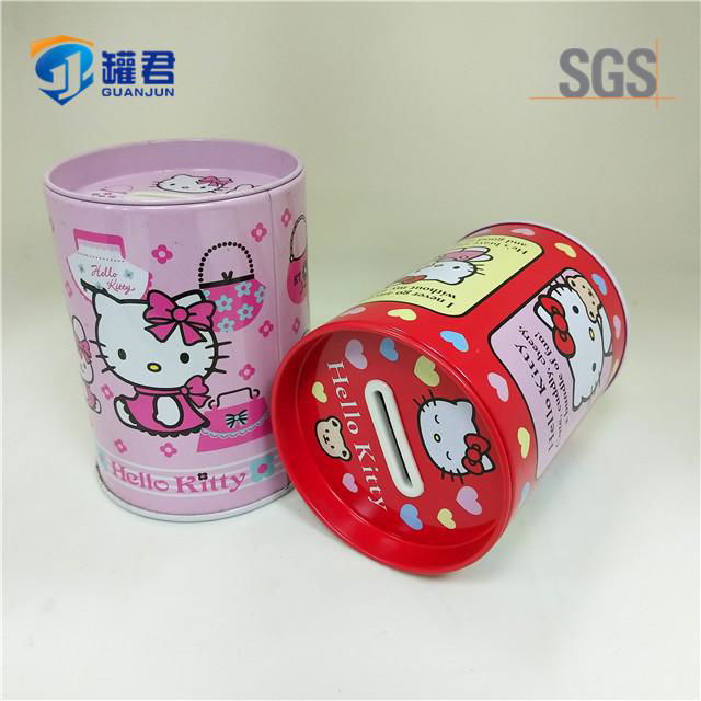 cute round coin bank tin box