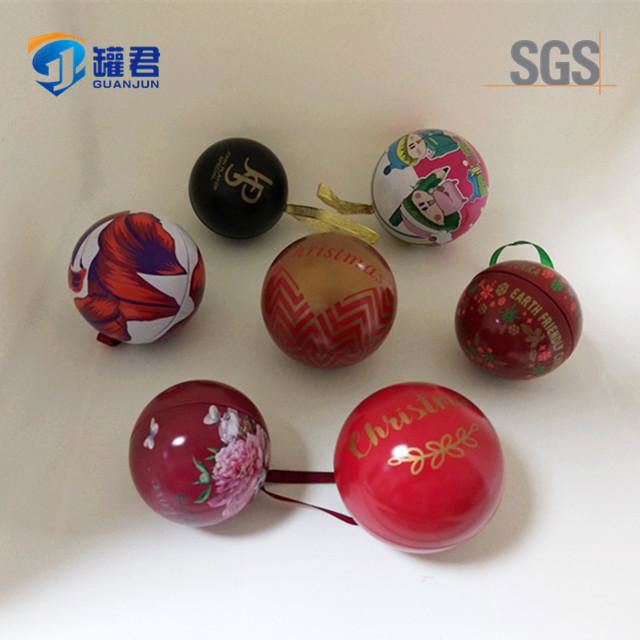 Ball shaped decorative Christmas metal gift tin box