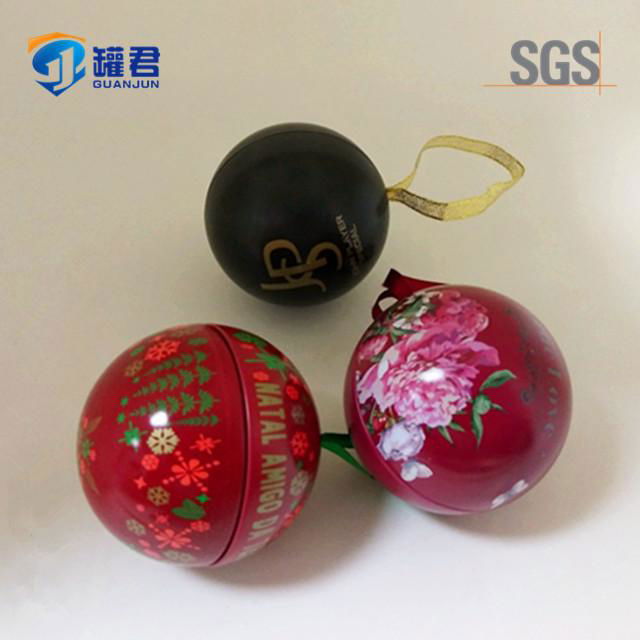 Ball shaped decorative Christmas metal gift tin box 3