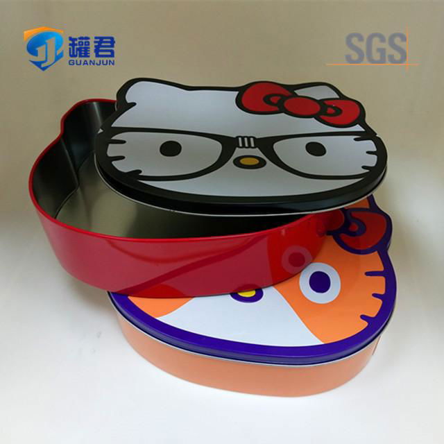 hello kitty cat shaped tin box for sweet 4