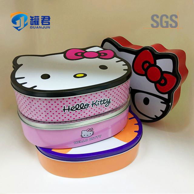 hello kitty cat shaped tin box for sweet 5