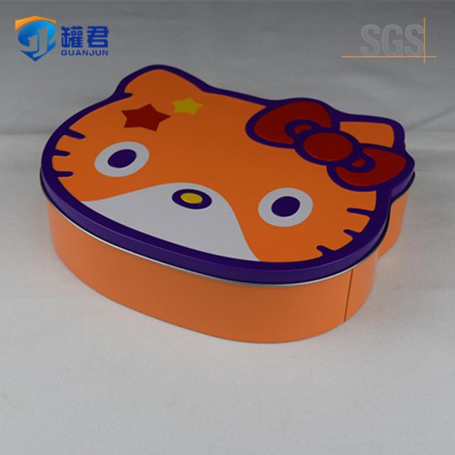 hello kitty cat shaped tin box for sweet