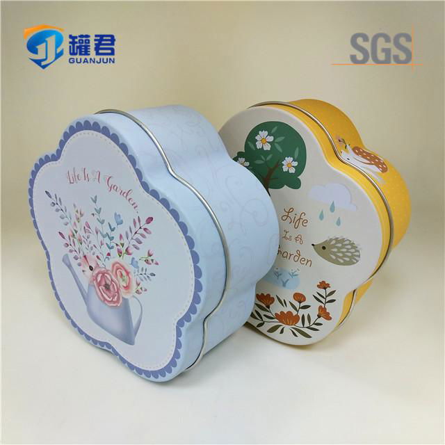 plum blossom shaped cookie packing tin can