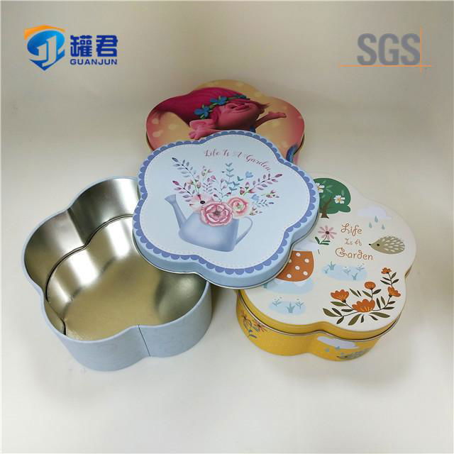 plum blossom shaped cookie packing tin can 4