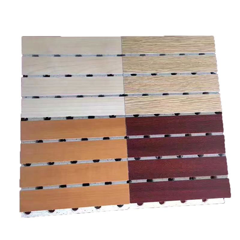 Noise Absorbent Fiber Polyester Material Cinema Wooden Grooved Acoustic Panel