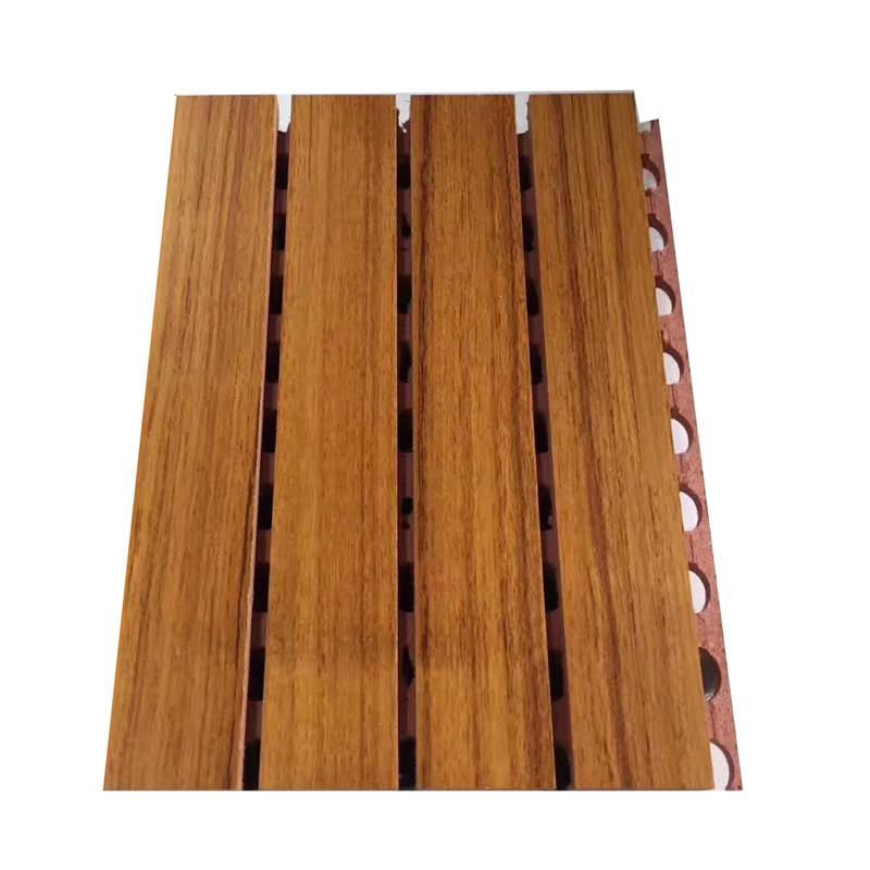 Noise Absorbent Fiber Polyester Material Cinema Wooden Grooved Acoustic Panel 4