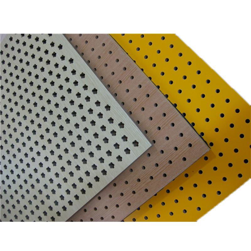 MDF Material Sound Reflecting Wooden Perforated Ceiling Acoustic Panel 5