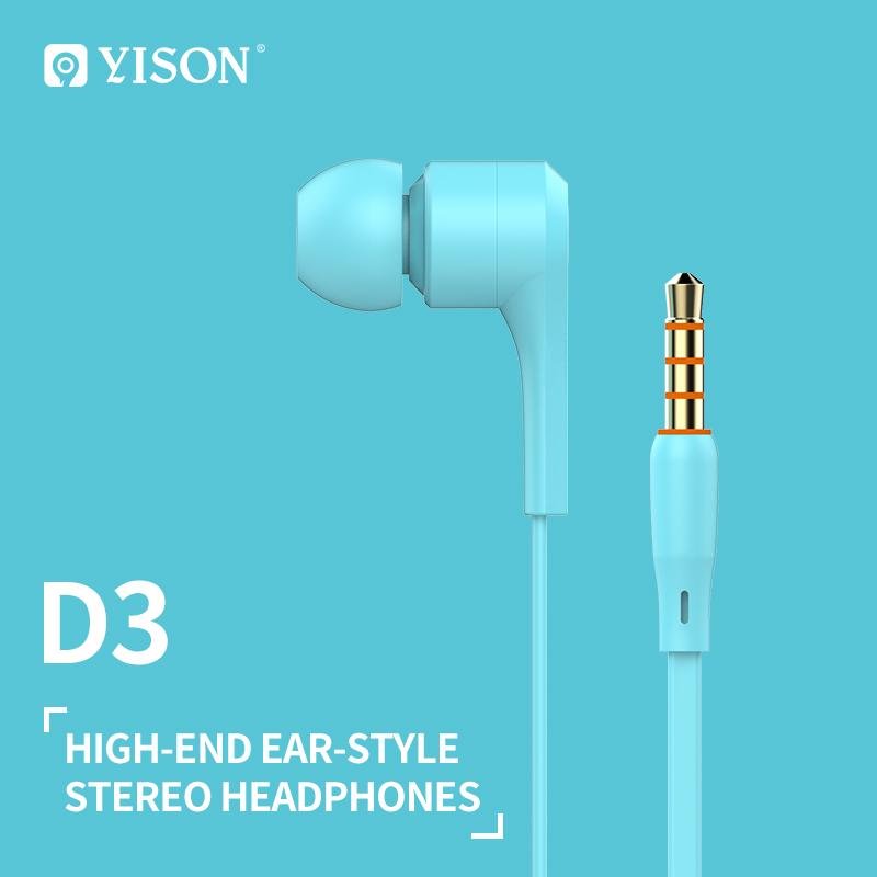  D3 high quality in-ear earphone with flat cable earphone