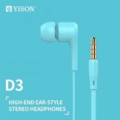 D3 high quality in-ear earphone with flat cable earphone