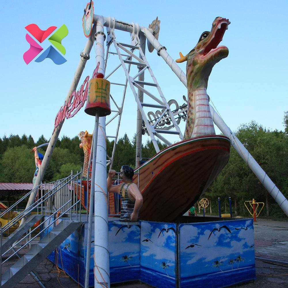 Kids outdoor games pirate ship playground swing sea dragon for sale 4