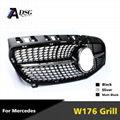 black car front bumper grille for Mercedes W176 Pre-facelift 2