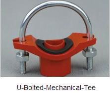 pipe fitting and grooved coupling, U-Bolted mechnical tee