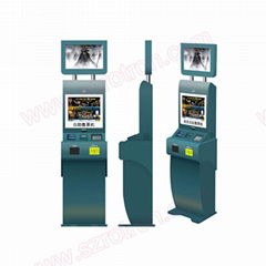 Dual screens customized self service ticketing kiosk with bill acceptor