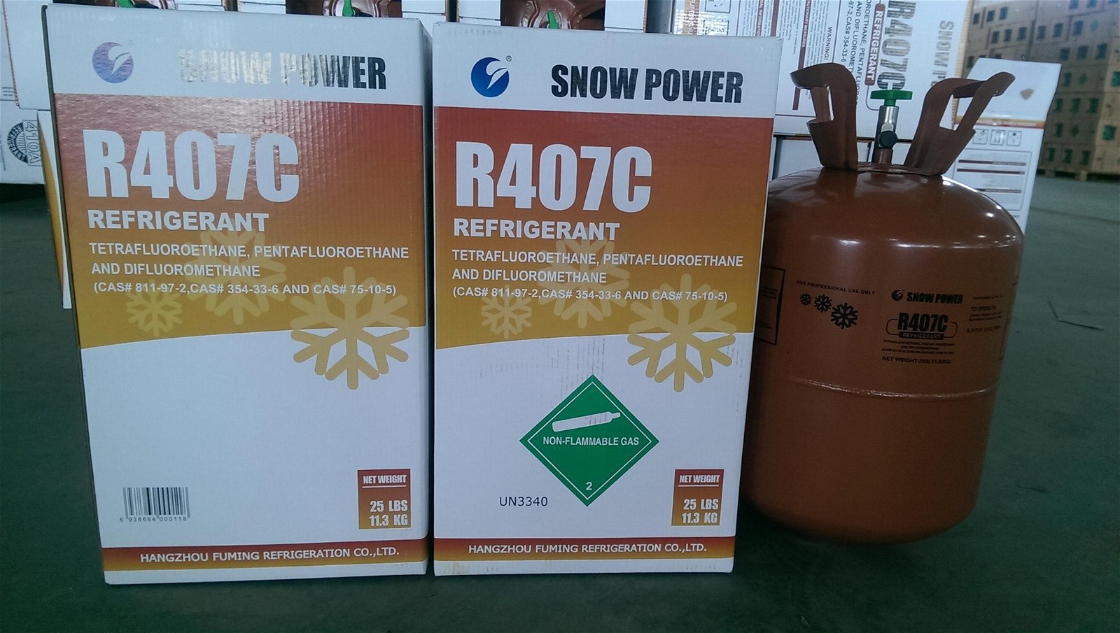 Disposable Cylinder 25lb Snow Power R407C Refrigerant Gas R407C