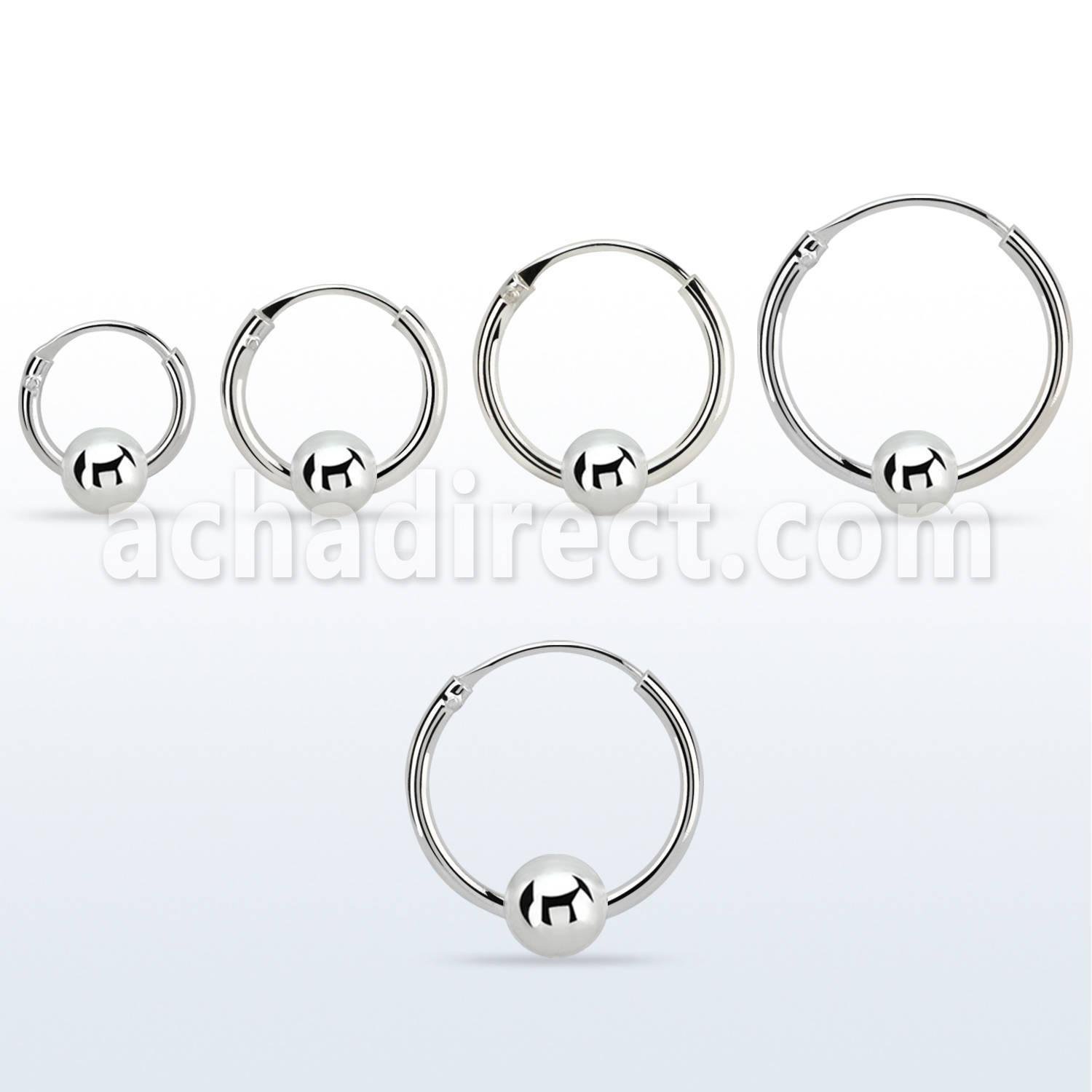 925 silver ball closure earrings 16g (1.2mm)