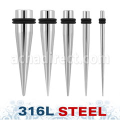 316L surgical steel taper with double rubber O-rings	