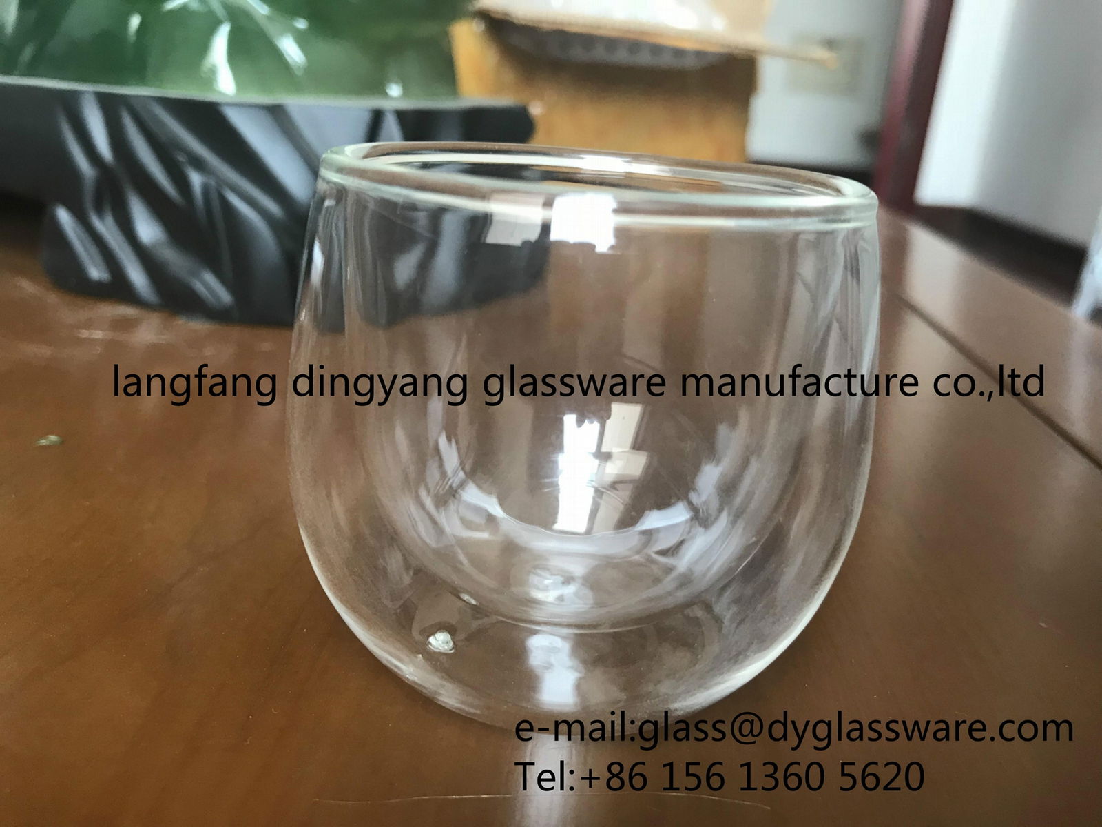 90ml double wall glass cup